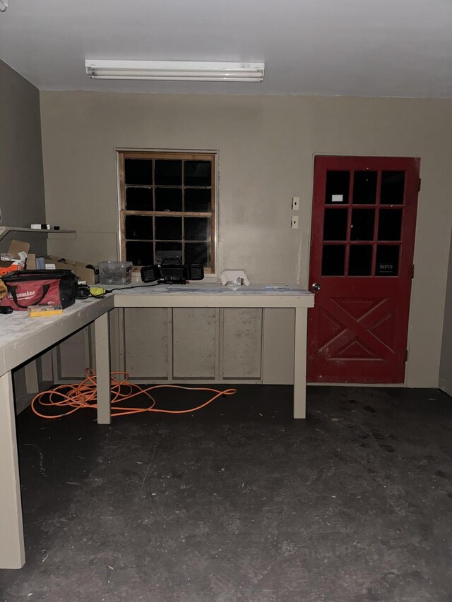 93 Goods Point Rd, Steuben, ME 04680 - interior space with concrete floors and light countertops