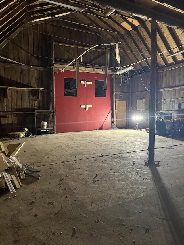 93 Goods Point Rd, Steuben, ME 04680 - misc room featuring lofted ceiling and a garage