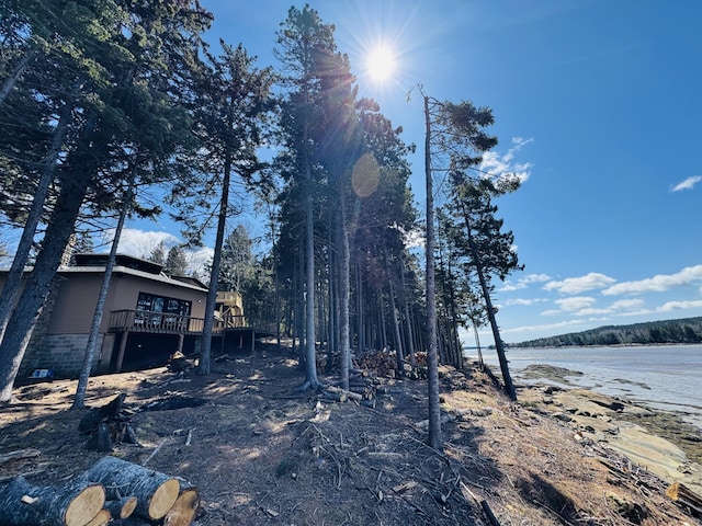 93 Goods Point Rd, Steuben, ME 04680 - view of yard featuring a deck with water view