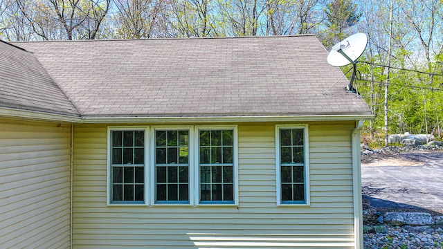 162 Roosevelt Trl Unit 3, Casco, ME 04015 - exterior view of a downspout, gutters, and roof with shingles