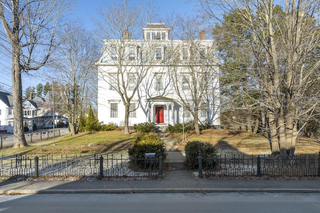 103 S St, Bath, ME 04530 - view of front of property featuring a chimney and a fenced front yard