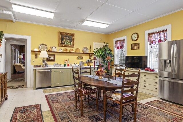 103 S St, Bath, ME 04530 - dining room featuring light tile patterned floors and ornamental molding