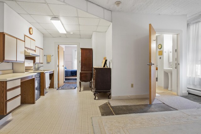 103 S St, Bath, ME 04530 - kitchen with baseboards, light countertops, and a paneled ceiling