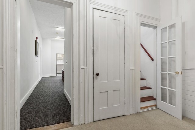 103 S St, Bath, ME 04530 - corridor featuring stairway, carpet floors, and baseboards