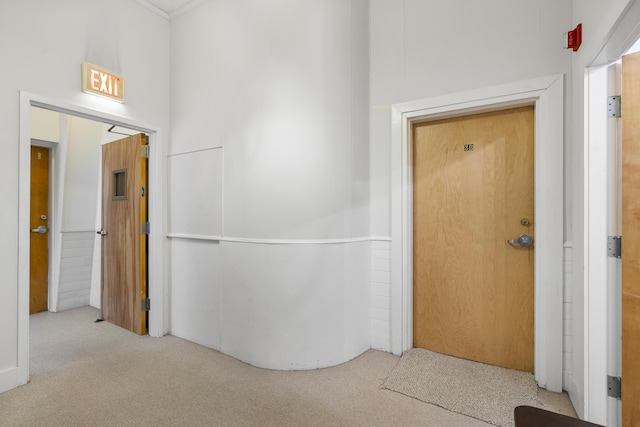 103 S St, Bath, ME 04530 - hall featuring a towering ceiling and carpet flooring