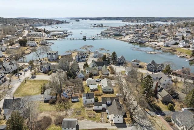 9 School St, Boothbay Harbor, ME 04538 - drone / aerial view featuring a residential view and a water view