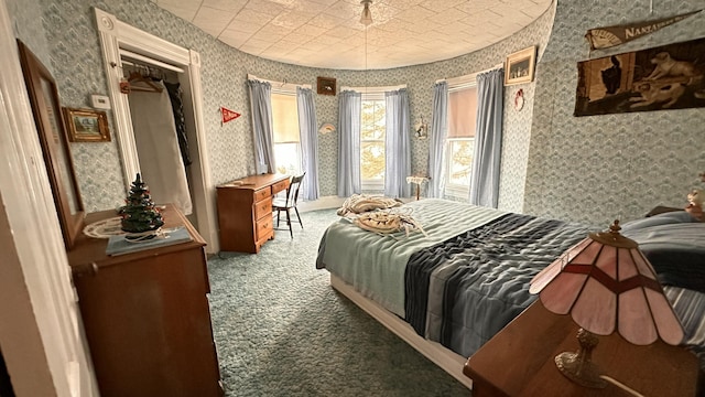 16 Pleasant St, Milo, ME 04463 - bedroom featuring carpet and wallpapered walls