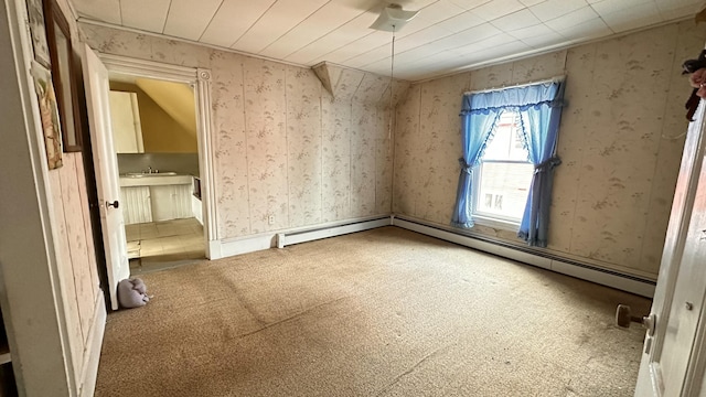 16 Pleasant St, Milo, ME 04463 - carpeted spare room featuring wallpapered walls and a sink