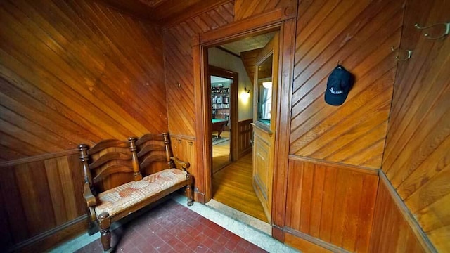 84 Military St, Houlton, ME 04730 - hallway with wooden walls