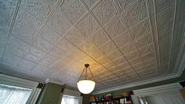 84 Military St, Houlton, ME 04730 - detailed view of an ornate ceiling and crown molding