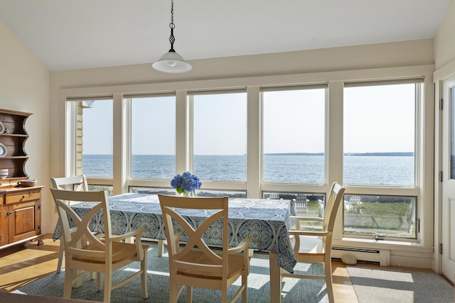223 Pemaquid Trl, Bristol, ME 04554 - dining space featuring a water view, healthy amount of natural light, and light wood-style flooring