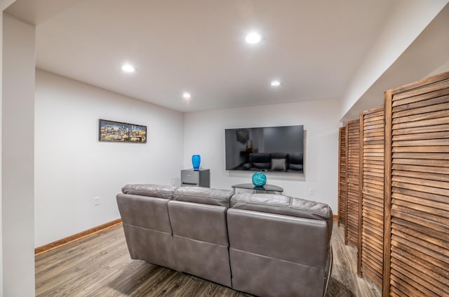 575 Hallowell Rd, Chelsea, ME 04330 - living area featuring wood finished floors, recessed lighting, and baseboards