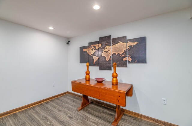 575 Hallowell Rd, Chelsea, ME 04330 - hall featuring wood finished floors, baseboards, and recessed lighting