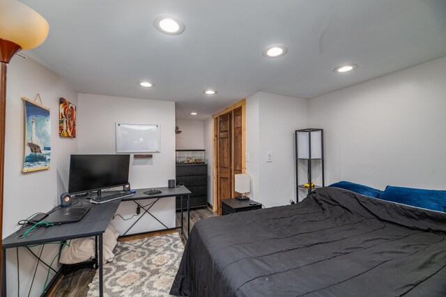 575 Hallowell Rd, Chelsea, ME 04330 - bedroom featuring wood finished floors and recessed lighting