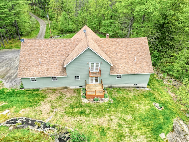 575 Hallowell Rd, Chelsea, ME 04330 - view from above of property with a heavily wooded area