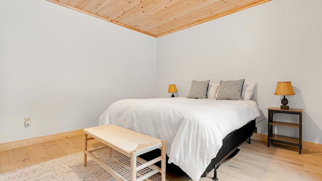 18 Lovers Ln, Bethel, ME 04217 - bedroom featuring wood ceiling, baseboards, and hardwood / wood-style flooring