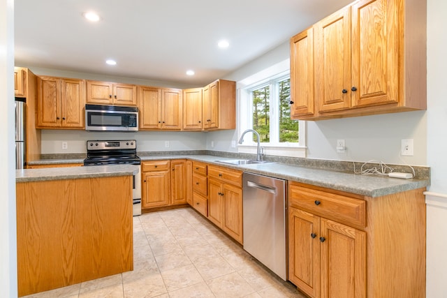 480 E Shore Dr, Acton, ME 04001 - kitchen featuring recessed lighting, appliances with stainless steel finishes, and a sink