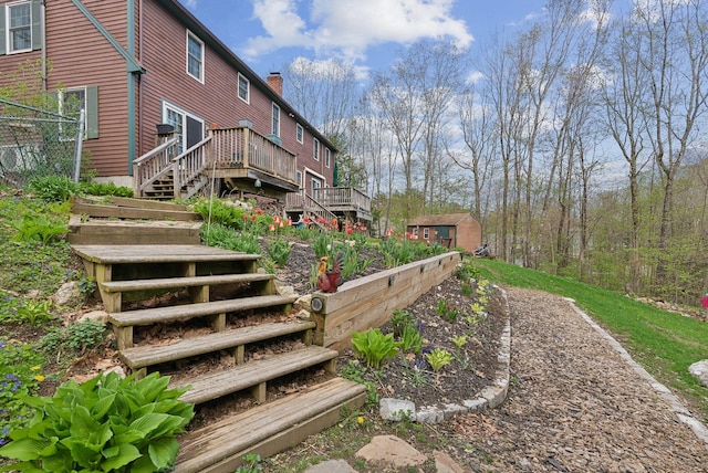 14 Stonebrook Rd, Windham, ME 04062 - view of yard featuring stairs and a wooden deck