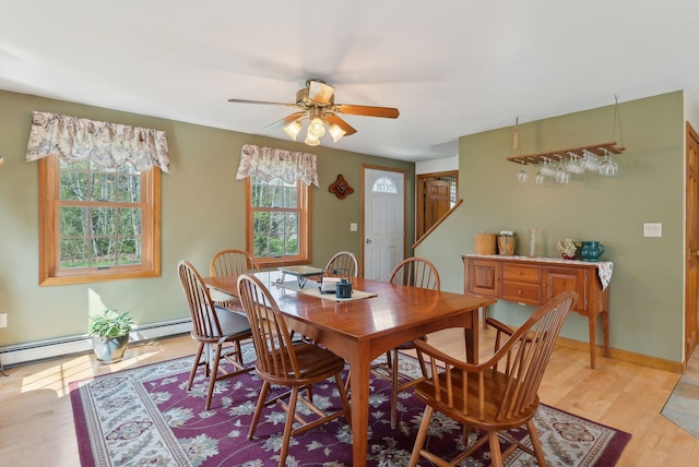 14 Stonebrook Rd, Windham, ME 04062 - dining space with ceiling fan, light wood-style flooring, and baseboards