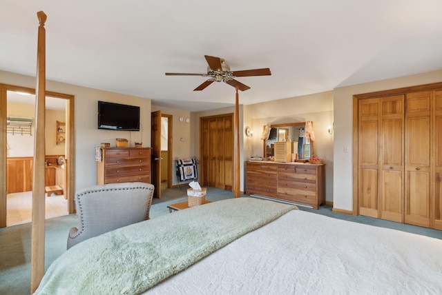 14 Stonebrook Rd, Windham, ME 04062 - carpeted bedroom with two closets and ceiling fan