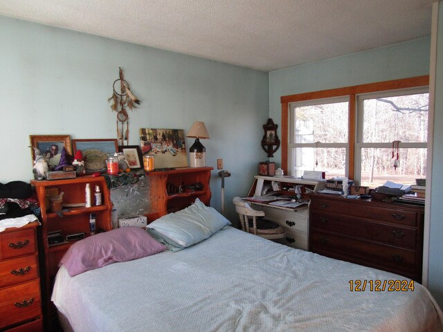 bedroom featuring a textured ceiling