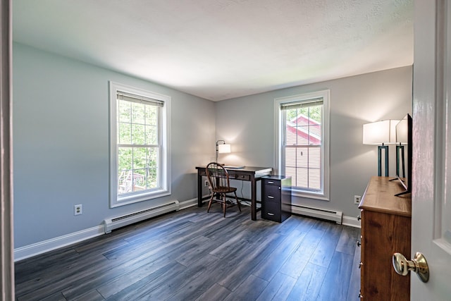 18 Sheila Cir, Saco, ME 04072 - office space with baseboard heating, dark wood-style floors, and baseboards