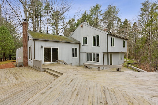 12 Bufflehead Cove Ln, Kennebunk, ME 04043 - back of house with roof with shingles, a chimney, and a deck