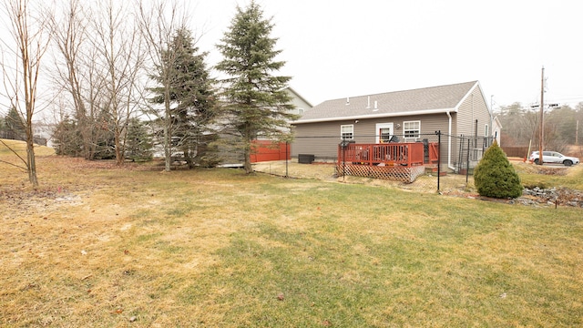 view of yard with a deck