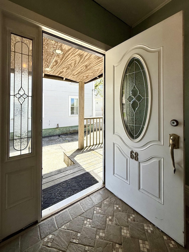 68 Washington St, Eastport, ME 04631 - entrance foyer with stone tile flooring