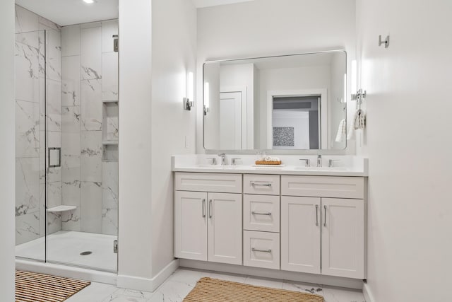 267 US Route 1 Ph 508, Falmouth, ME 04105 - full bath with a sink, marble finish floor, baseboards, and a marble finish shower