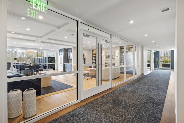 267 US Route 1 Ph 508, Falmouth, ME 04105 - doorway featuring floor to ceiling windows, recessed lighting, visible vents, and wood finished floors