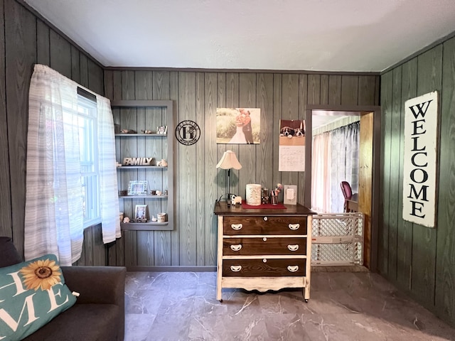 113 River Rd, Dresden, ME 04342 - sitting room with wooden walls and plenty of natural light