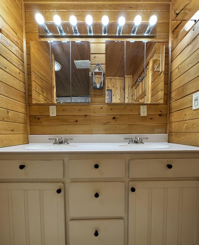 5 Canoe Ct Unit T3 R9, Nwp, ME 04462 - bathroom with double vanity and wood walls