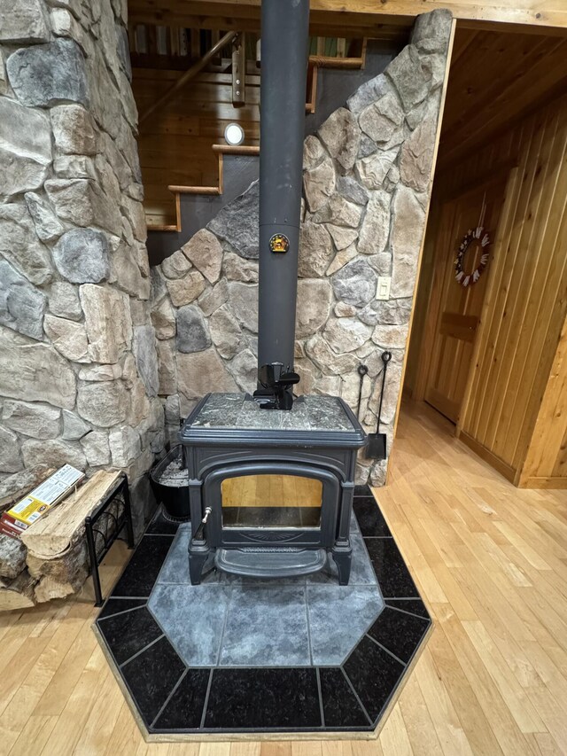 5 Canoe Ct Unit T3 R9, Nwp, ME 04462 - detailed view of a wood stove and wood finished floors