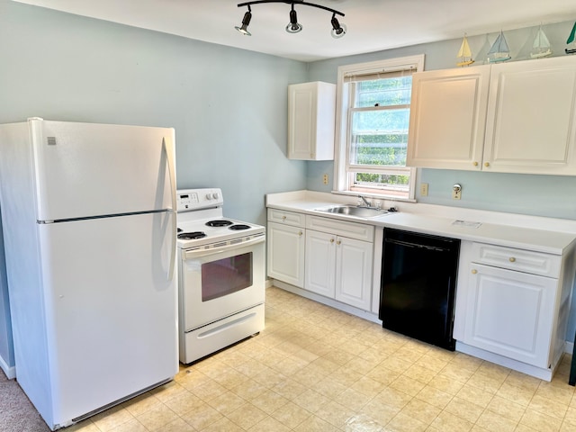 18 Hampton Ave, Old Orchard Beach, ME 04064 - kitchen with white appliances, a sink, light countertops, and white cabinetry