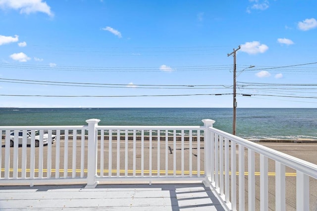 deck with a water view