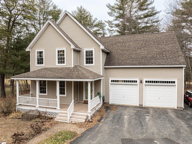 21 Oakmont Dr Unit 21, Old Orchard Beach, ME 04064 - farmhouse with a garage, driveway, a porch, and roof with shingles