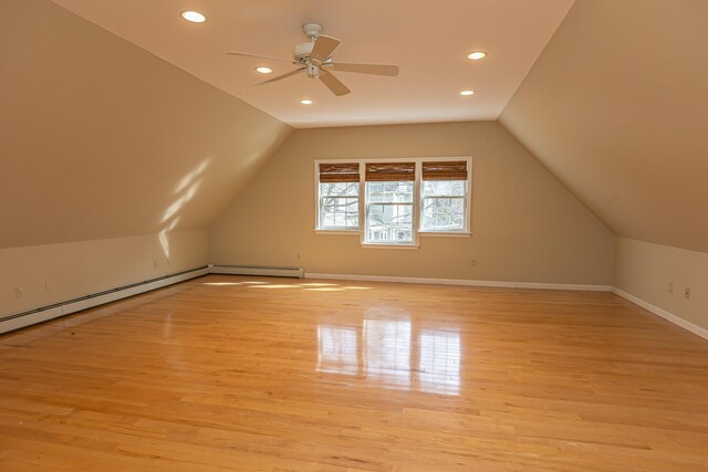 21 Oakmont Dr Unit 21, Old Orchard Beach, ME 04064 - additional living space with lofted ceiling, recessed lighting, light wood-style floors, and ceiling fan