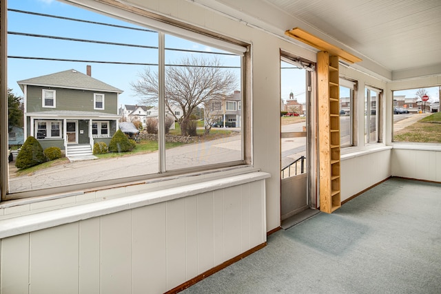 view of unfurnished sunroom