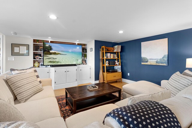 21 Atlantic St, Rockland, ME 04841 - living area featuring light wood-style flooring, recessed lighting, and baseboards
