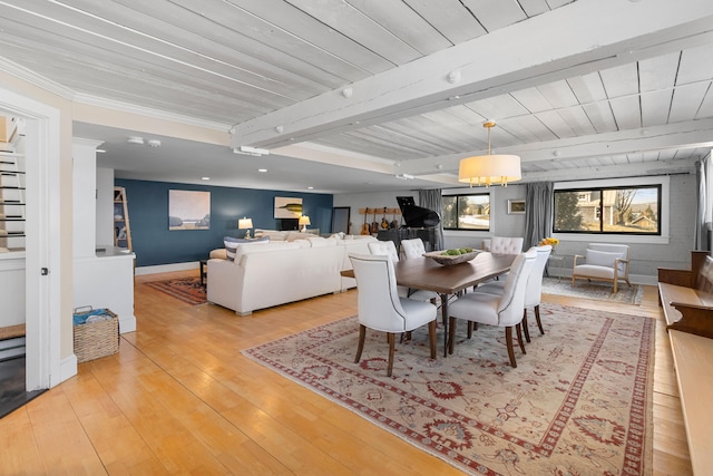 21 Atlantic St, Rockland, ME 04841 - dining area featuring beam ceiling, baseboards, and wood finished floors