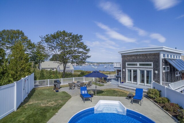 21 Atlantic St, Rockland, ME 04841 - view of pool featuring a patio, a yard, a fenced backyard, and a fenced in pool