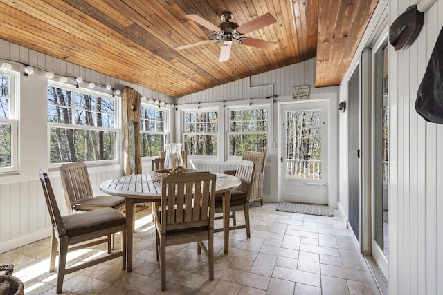 27 Miller Ln, Alfred, ME 04002 - sunroom featuring wooden ceiling, vaulted ceiling, and stone tile flooring