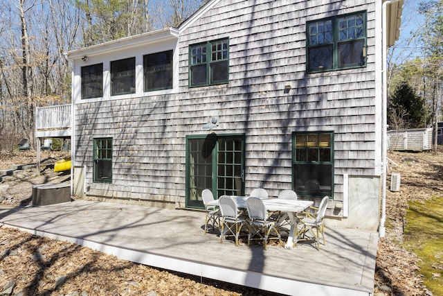 27 Miller Ln, Alfred, ME 04002 - rear view of house with outdoor dining space, a deck, and central AC