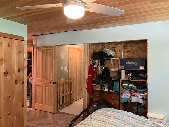44 Webb Pond Rd, Eastbrook, ME 04634 - bedroom featuring a ceiling fan and wood ceiling