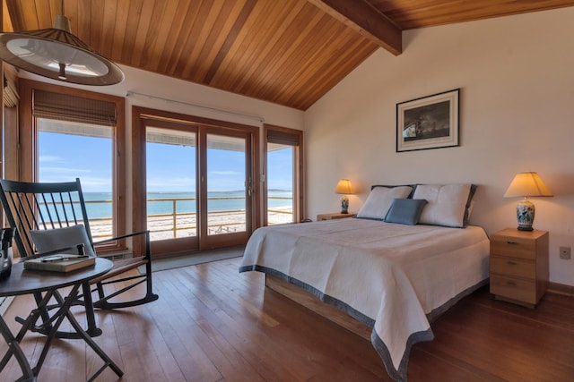 683 Kings Hwy, Kennebunkport, ME 04046 - bedroom with access to outside, hardwood / wood-style floors, multiple windows, and a water view