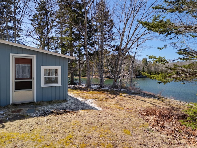 57 Samoset Trl, Boothbay, ME 04544 - view of yard featuring an outdoor structure and a water view