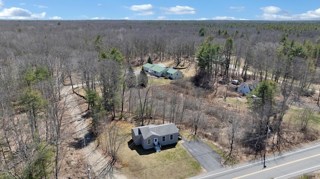 bird's eye view featuring a rural view and a view of trees