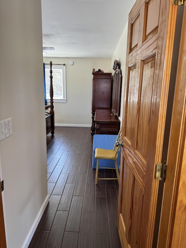 441 Works Rd, Jackson, ME 04921 - corridor with baseboards and dark wood-style flooring