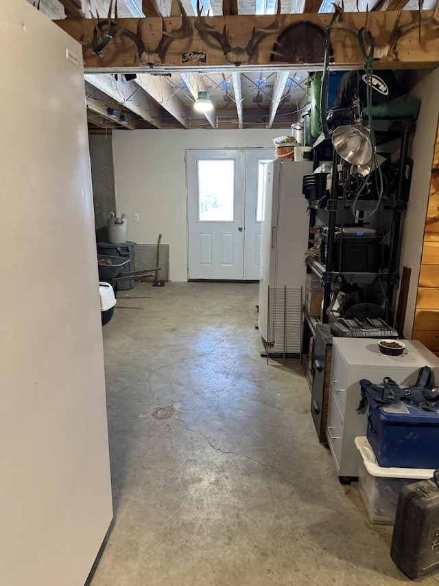 441 Works Rd, Jackson, ME 04921 - below grade area featuring freestanding refrigerator